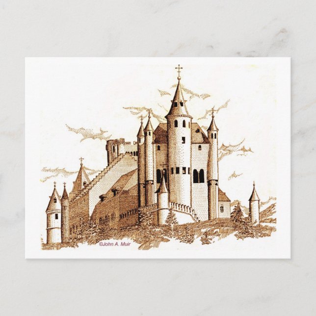 Postcard - Castle in Spain (sepia) (Front)