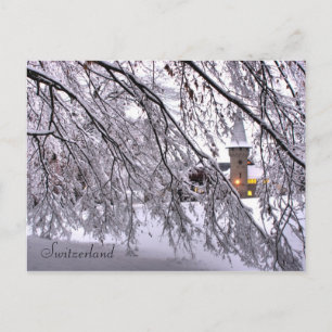 Postcard Castle Snowy Trees In Lucerne Switzerland