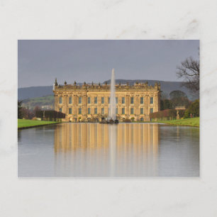 Postcard Chatsworth House Lake Reflections U.K.