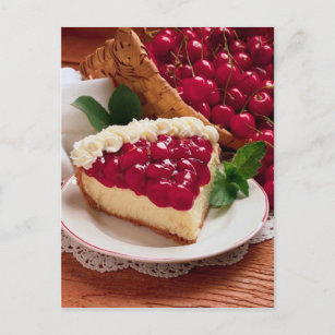 POSTCARD CHEESECAKE WITH CHERRY TOPPING
