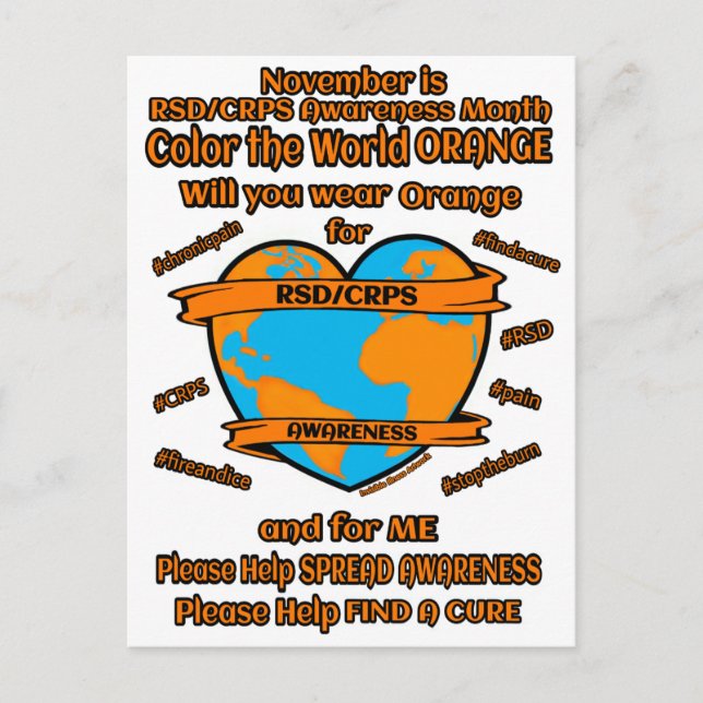 POSTCARD...Colour the World Orange...RSD/CRPS Postcard (Front)