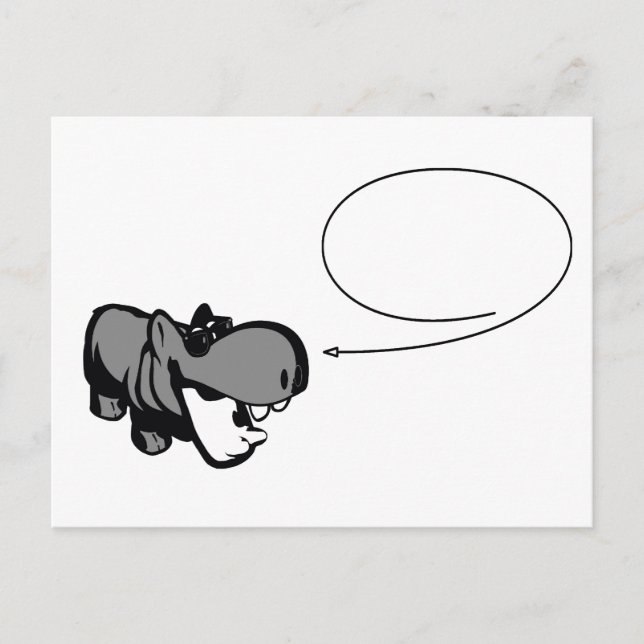 Postcard - Cool Summertime Hippo - Nilpferd (Front)