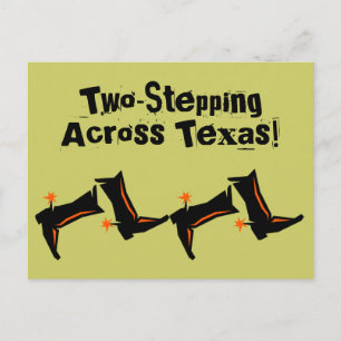 Postcard Cowboy Boots Two-stepping Across Texas TX