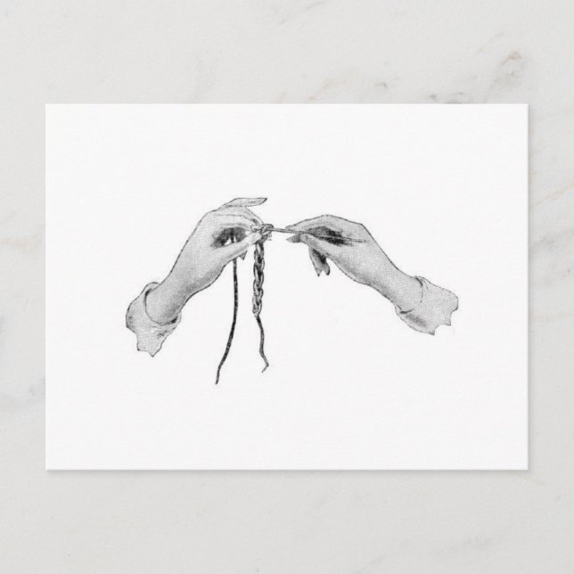 Postcard crocheting hands vintage (Front)