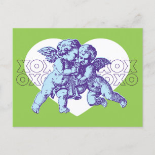 Postcard Cupid Valentine, Blue Purple Green