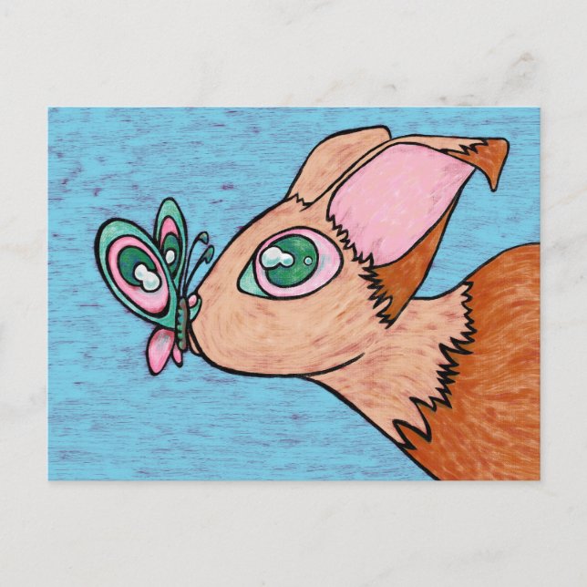 Postcard, Curious Butterfly Friend Postcard (Front)
