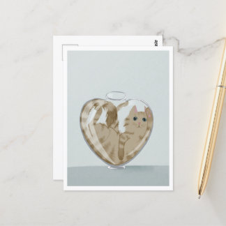 Postcard - Cute Cat in Glass
