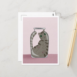 Postcard - Cute Cat in Glass