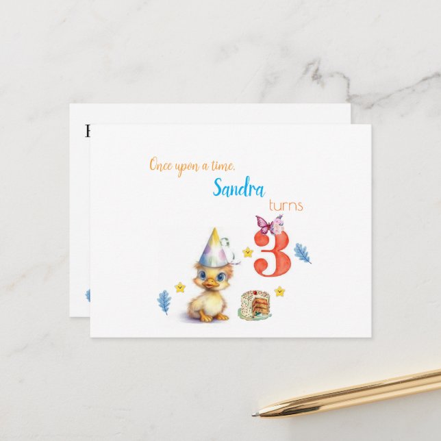 Postcard Cute Chick Cake (Front/Back In Situ)