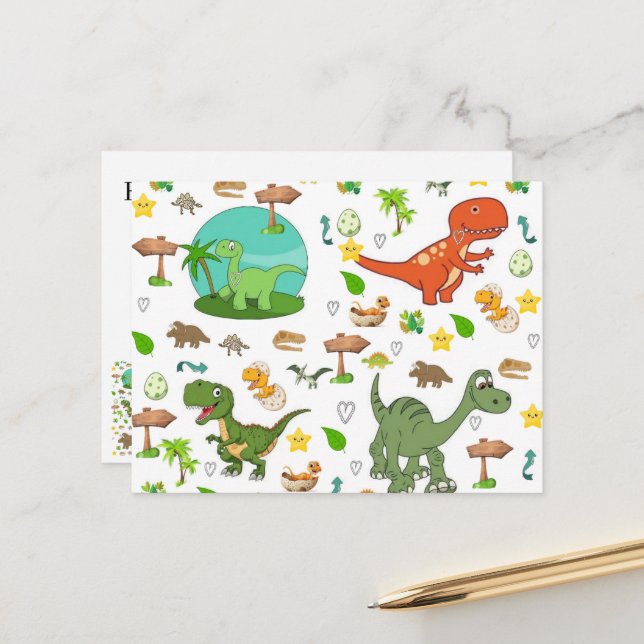 Postcard Cute Dinosaur (Front/Back In Situ)
