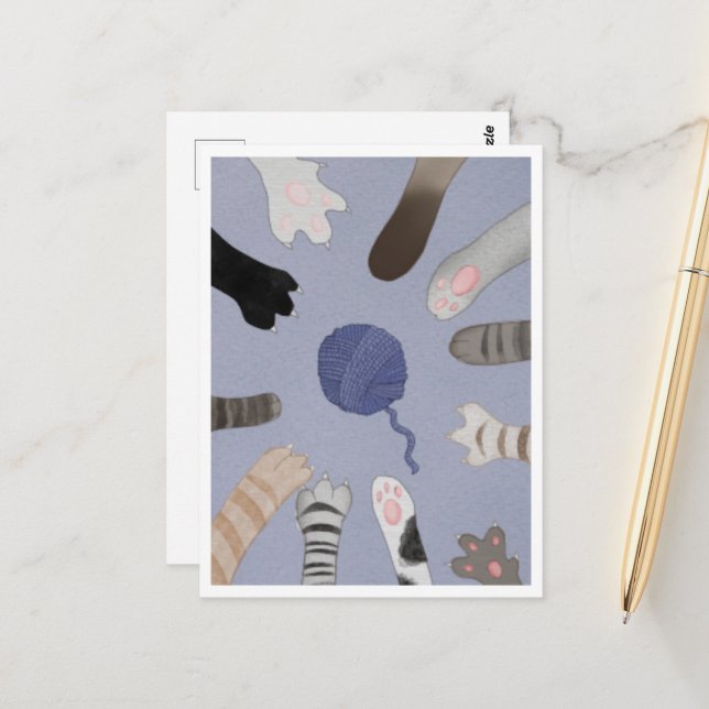 Postcard - Cute Paws (Front/Back In Situ)