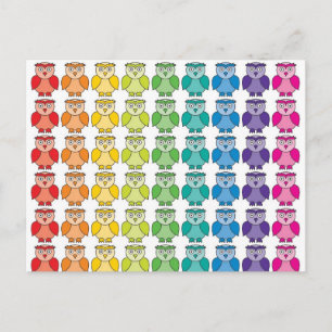 Postcard - Cute Rainbow Owl Pattern