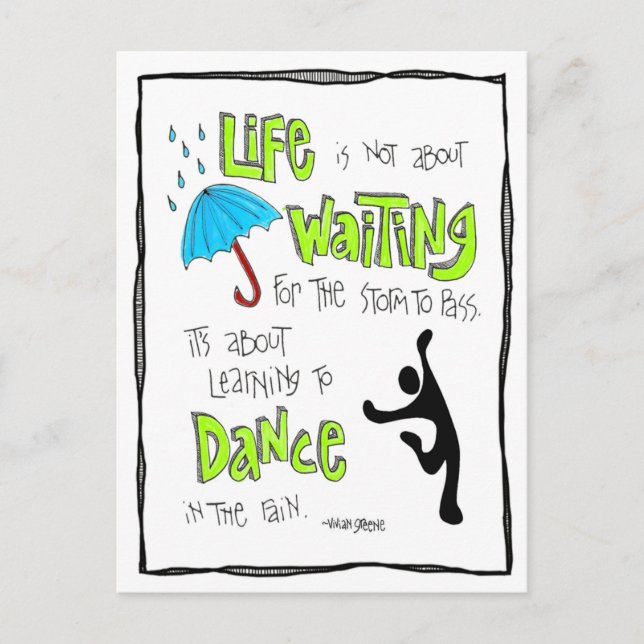Postcard: Dance in the Rain Quote Postcard (Front)
