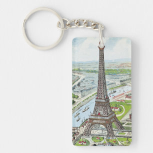 Postcard depicting the Eiffel Tower Key Ring