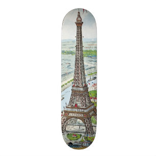 Postcard depicting the Eiffel Tower Skateboard