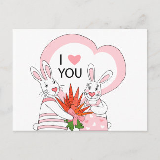 Postcard  design with funny rabbit couple