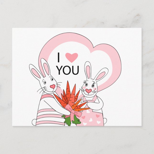 Postcard  design with funny rabbit couple (Front)