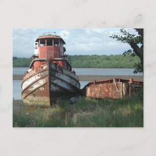 Postcard:  Discarded Tugboat Postcard