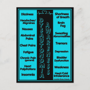 POSTCARD...DYSAUTONOMIA - Symptoms Postcard