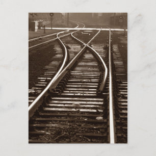 Postcard ~ EMPTY TRAIN TRACKS ~ Railroad Switch