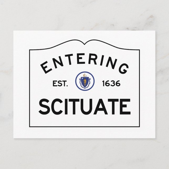 Postcard - Entering Scituate Road Sign (Front)