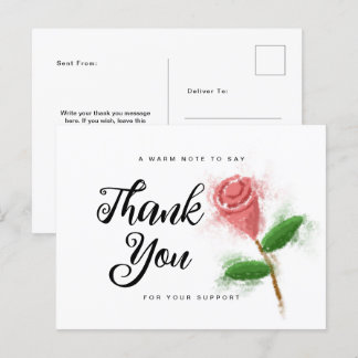 Postcard Feminine Rose Flower watercolor style