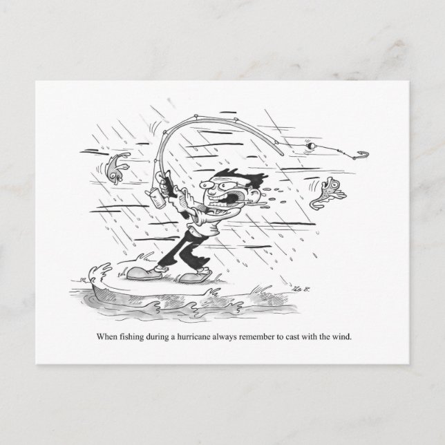 Postcard - Fishing Cartoon - Hurricane (Front)