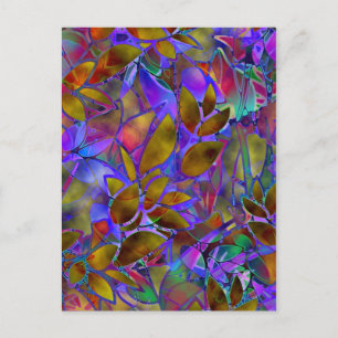 Postcard Floral Abstract Stained Glass
