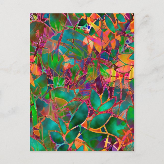 Postcard Floral Abstract Stained Glass (Front)