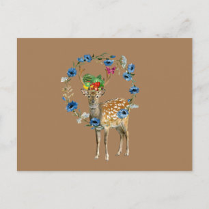 Postcard  Floral Fruit Deer