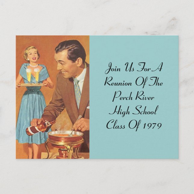 Postcard  Fondue Party Retro Vintage Class Reunion (Front)
