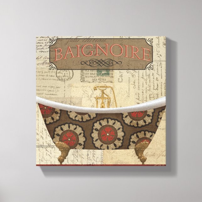 Postcard French Bathroom Canvas Print (Front)