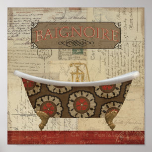 Postcard French Bathroom Poster