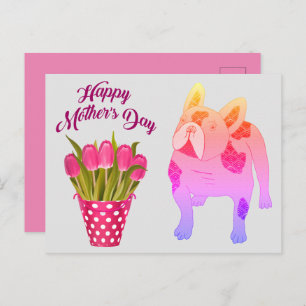 postcard French Bulldog Mother's Day
