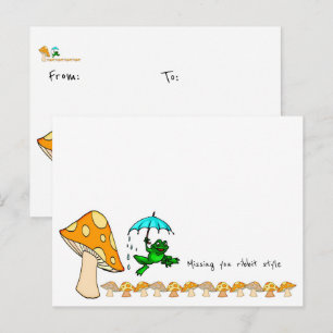 Postcard Frog Ribbit Mushroom