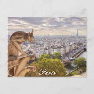 Postcard Gargoyle & Eiffel Tower View Paris