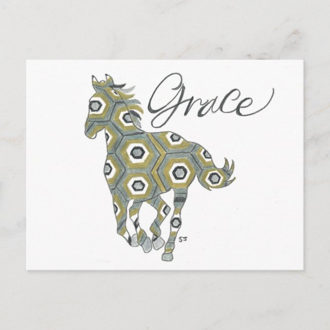 Postcard Geometric Grace Horse by Sherry Jarvis (Front)
