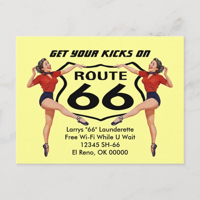Postcard Get Your Kicks On Route 66 Advertising PC (Front)