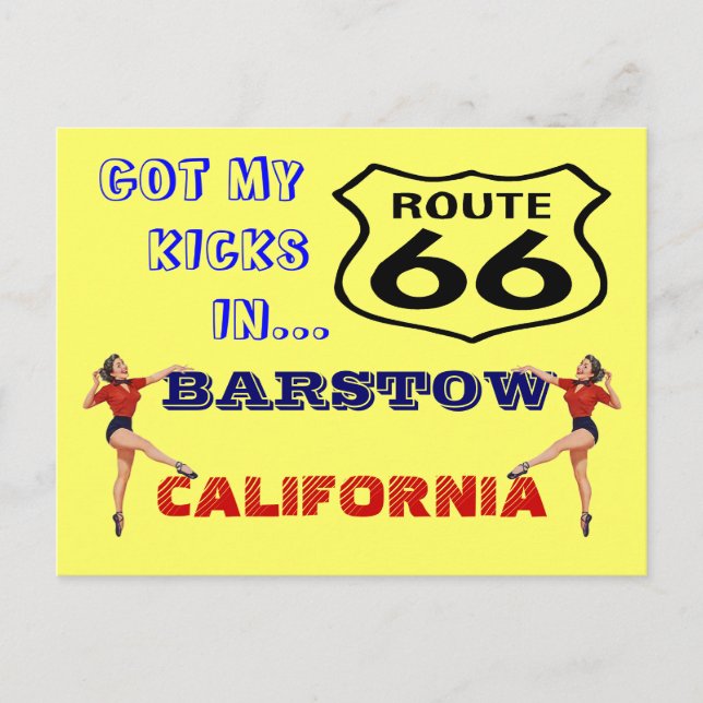 Postcard Get Your Kicks On Route 66 - Road Trip PC (Front)