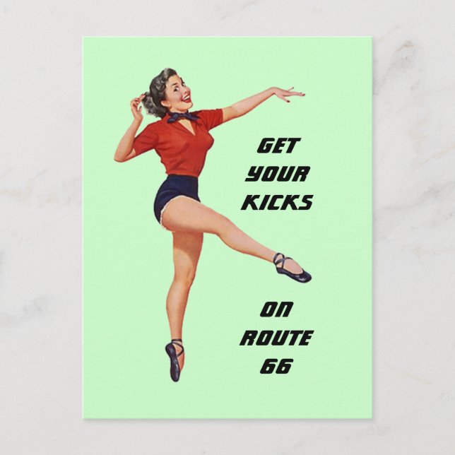 Postcard Get Your Kicks On Route 66 - Road Trip PC (Front)
