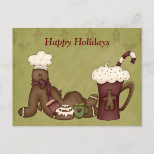 Postcard-Gingerbread Hot Chocolate Christmas Holiday Postcard