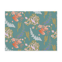 Postcard Green Abstract Cute Cheerful Colourful