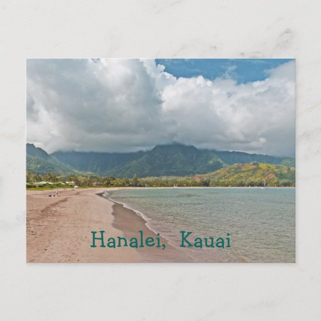 postcard, "HANALEI BEACH, KAUAI" Postcard (Front)