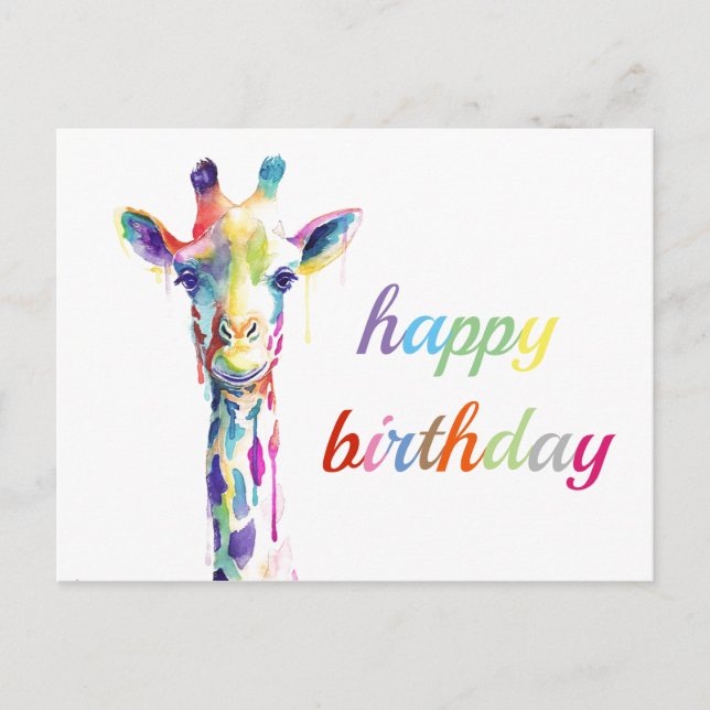 Postcard - Happy Birthday - Giraffe (Front)