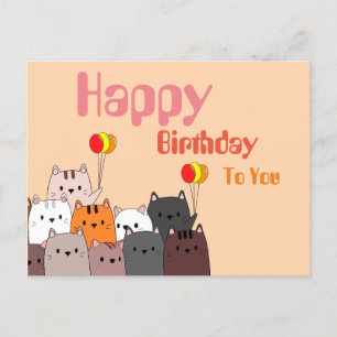 Postcard Happy birthday postcard with cute cat