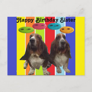 Postcard Happy Birthday Sister Basset