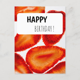 Postcard Happy Birthday strawberry modern look