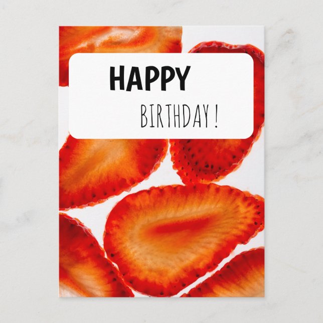 Postcard Happy Birthday strawberry modern look (Front)