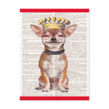 POSTCARD - HAPPY CHIHUAHUA-RED TRIM
