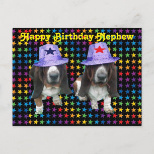 Postcard Happy Nephew Birthday Basset
